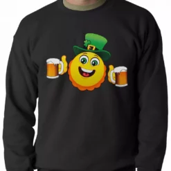 Bewild St.Patricks Day Irish St. Patrick's Day Drinking Leprechaun Emoji Adult Crewneck