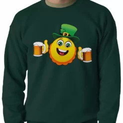 Bewild St.Patricks Day Irish St. Patrick's Day Drinking Leprechaun Emoji Adult Crewneck