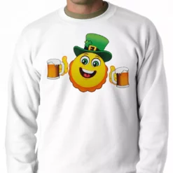 Bewild St.Patricks Day Irish St. Patrick's Day Drinking Leprechaun Emoji Adult Crewneck