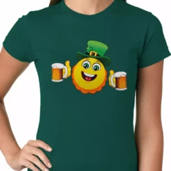Bewild Irish St. Patrick's Day Drinking Leprechaun Emoji Ladies T-shirt 13 Bewild Irish St. Patrick's Day Drinking Leprechaun Emoji Ladies T-shirt