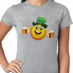 Bewild Irish St. Patrick's Day Drinking Leprechaun Emoji Ladies T-shirt 14 Bewild Irish St. Patrick's Day Drinking Leprechaun Emoji Ladies T-shirt