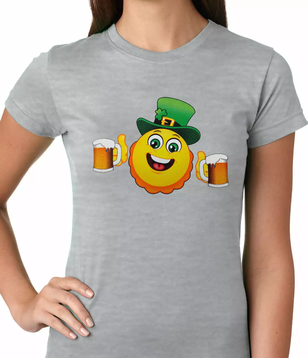 Bewild Irish St. Patrick's Day Drinking Leprechaun Emoji Ladies T-shirt 6 Bewild Irish St. Patrick's Day Drinking Leprechaun Emoji Ladies T-shirt