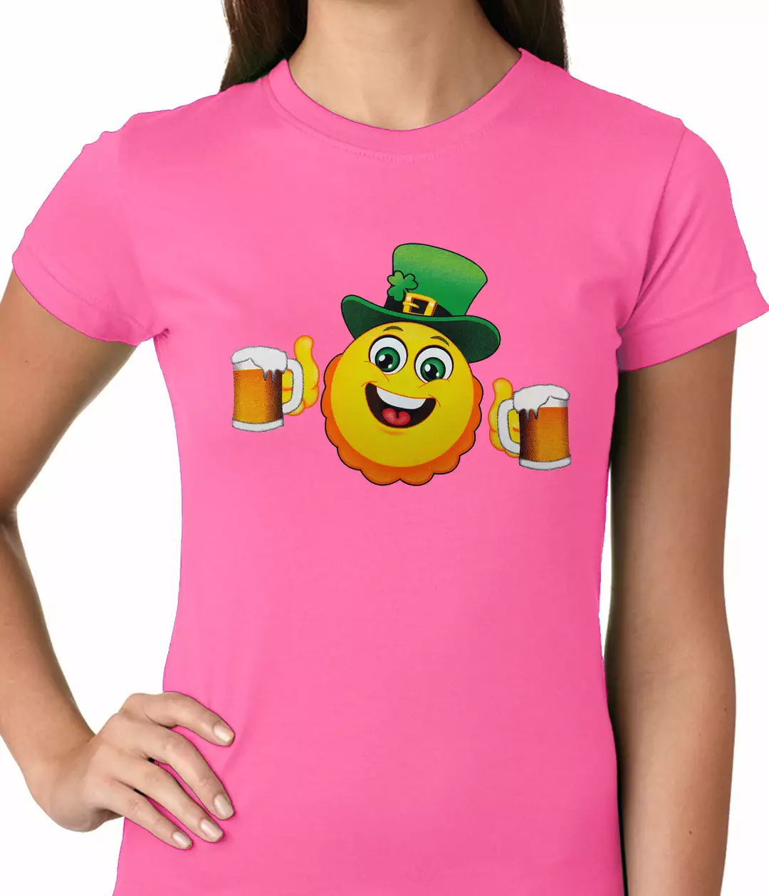 Bewild Irish St. Patrick's Day Drinking Leprechaun Emoji Ladies T-shirt 7 Bewild Irish St. Patrick's Day Drinking Leprechaun Emoji Ladies T-shirt