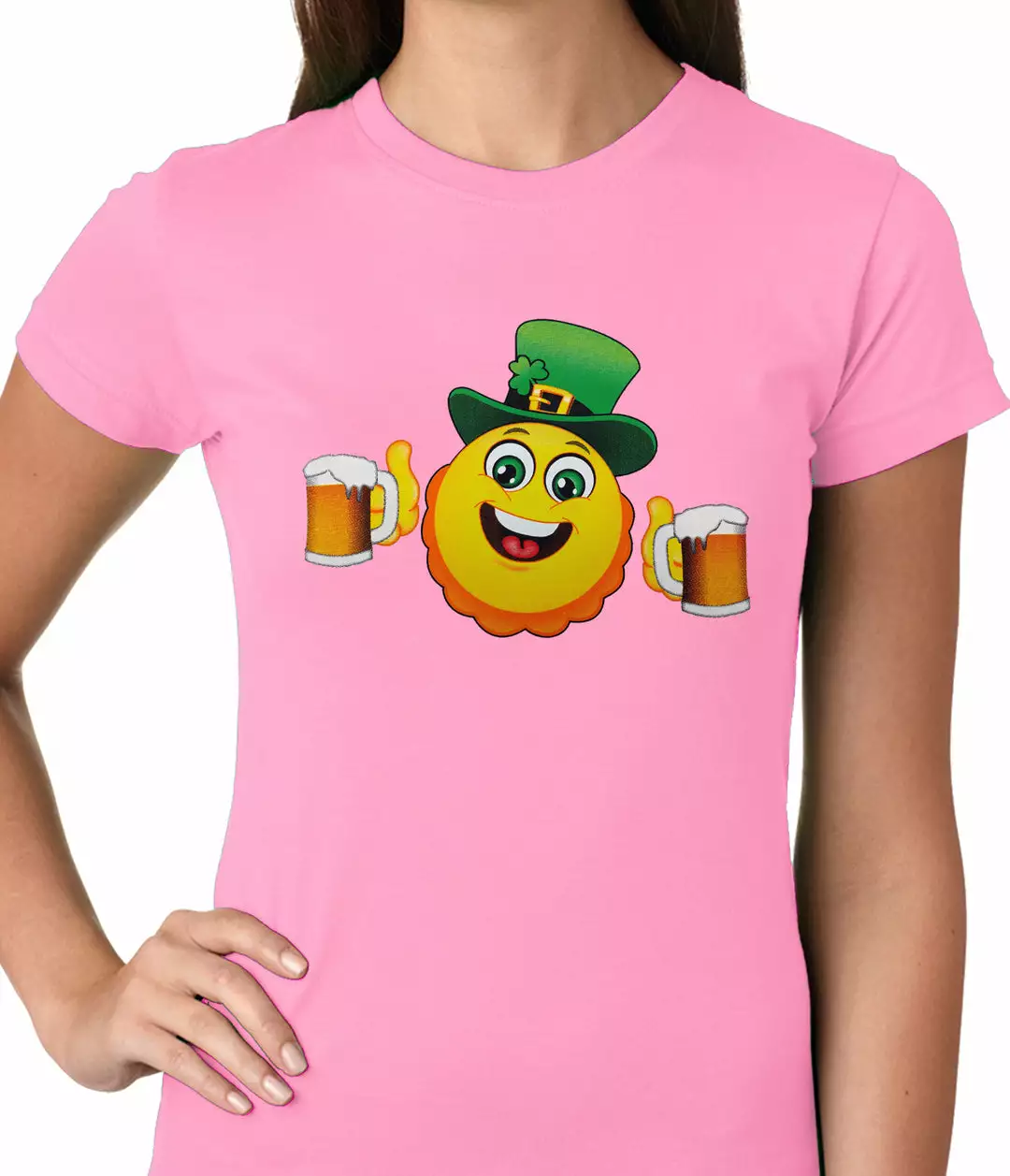 Bewild Irish St. Patrick's Day Drinking Leprechaun Emoji Ladies T-shirt 8 Bewild Irish St. Patrick's Day Drinking Leprechaun Emoji Ladies T-shirt