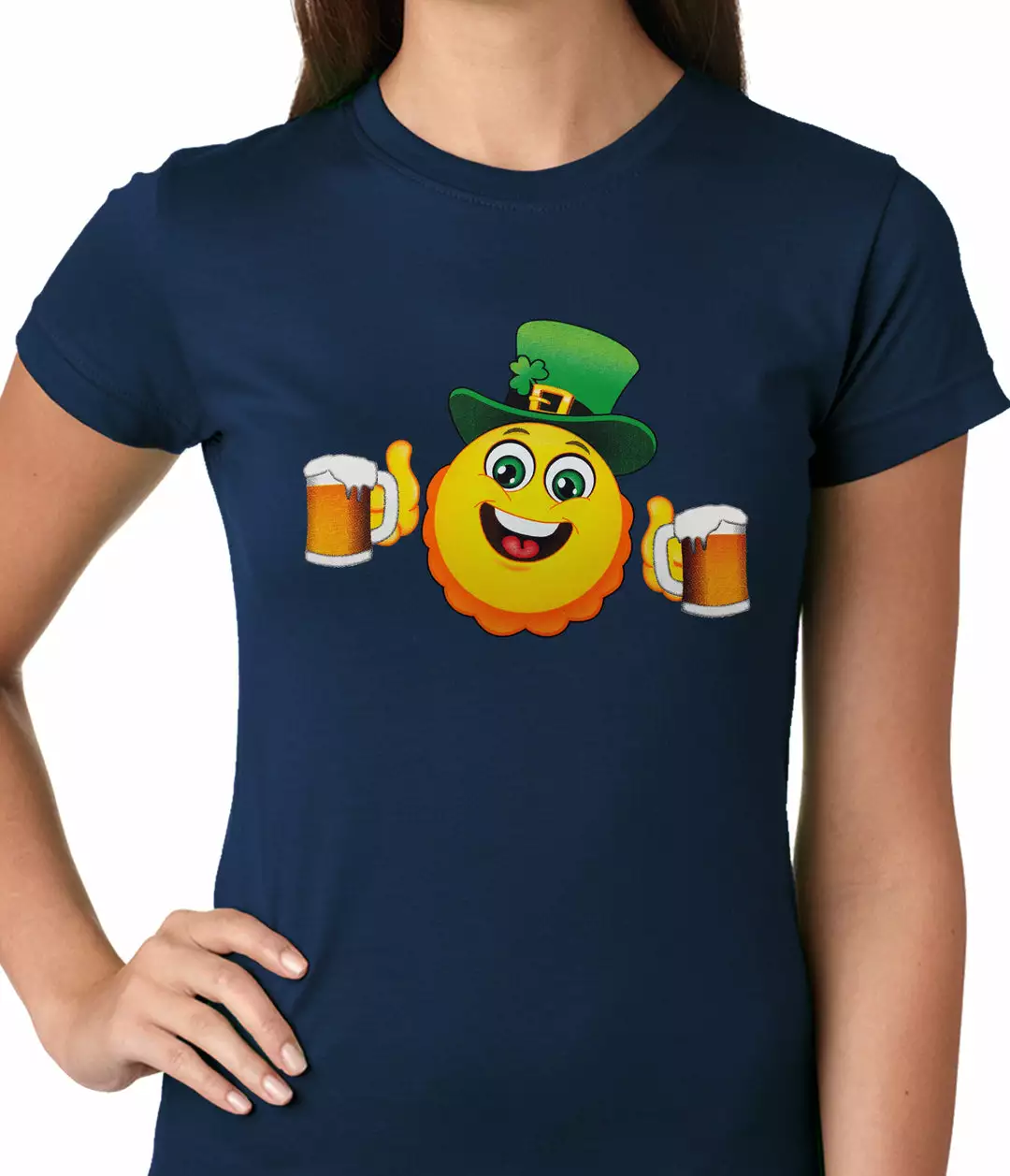 Bewild Irish St. Patrick's Day Drinking Leprechaun Emoji Ladies T-shirt 9 Bewild Irish St. Patrick's Day Drinking Leprechaun Emoji Ladies T-shirt