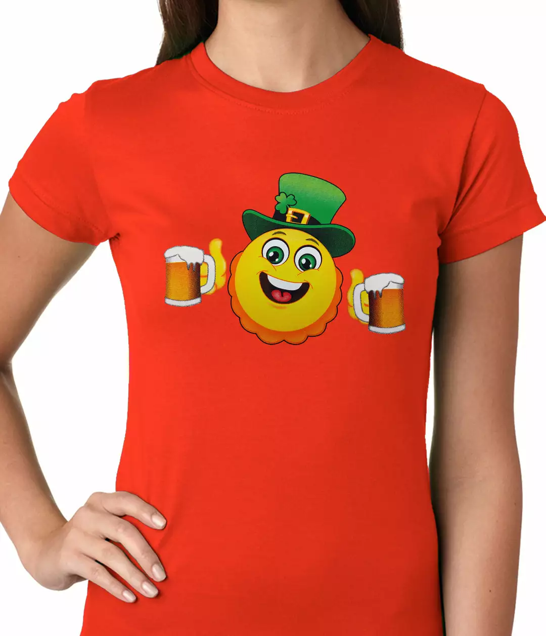 Bewild Irish St. Patrick's Day Drinking Leprechaun Emoji Ladies T-shirt 10 Bewild Irish St. Patrick's Day Drinking Leprechaun Emoji Ladies T-shirt