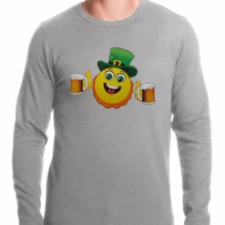 Bewild St.Patricks Day Irish St. Patrick's Day Drinking Leprechaun Emoji Thermal Shirt