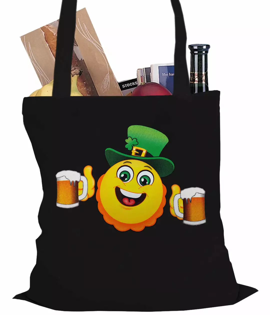 Bewild Irish St. Patrick's Day Drinking Leprechaun Emoji Tote Bag Holiday Prints 3 Bewild Irish St. Patrick's Day Drinking Leprechaun Emoji Tote Bag Holiday Prints