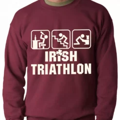 Bewild Irish Triathlon Funny St. Patrick's Day Adult Crewneck St.Patricks Day 14 Bewild Irish Triathlon Funny St. Patrick's Day Adult Crewneck St.Patricks Day