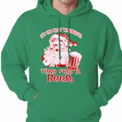 Bewild Holiday Prints It's The Most Wonderful Time For A Beer Funny Christmas Adult Hoodie