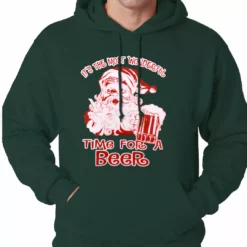 Bewild Holiday Prints It's The Most Wonderful Time For A Beer Funny Christmas Adult Hoodie