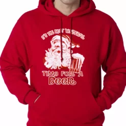 Bewild Holiday Prints It's The Most Wonderful Time For A Beer Funny Christmas Adult Hoodie