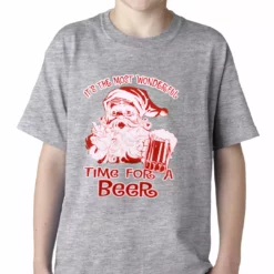 Bewild Holiday Prints It's The Most Wonderful Time For A Beer Funny Christmas Kids T-shirt