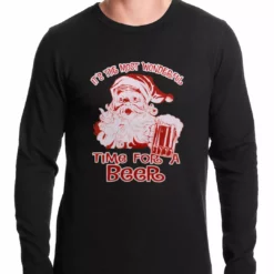 Bewild Holiday Prints It's The Most Wonderful Time For A Beer Funny Christmas Thermal Shirt