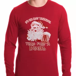 Bewild Holiday Prints It's The Most Wonderful Time For A Beer Funny Christmas Thermal Shirt
