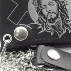 Bewild Jesus With Cross Genuine Leather Chain Wallet