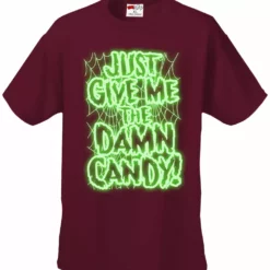 Bewild Halloween Costume T-shirts - Just Give Me The Damn Candy Glow In The Dark Mens T-shirt Halloween Prints