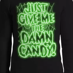 Bewild Halloween Prints Just Give Me The Damn Candy Glow In The Dark Thermal Long Sleeve Shirt