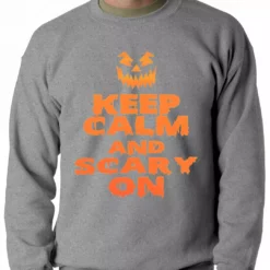 Bewild Keep Calm And Scary On Funny Halloween Adult Crewneck Halloween Prints