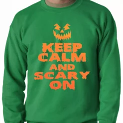 Bewild Keep Calm And Scary On Funny Halloween Adult Crewneck Halloween Prints