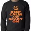 Bewild Keep Calm And Scary On Funny Halloween Adult Crewneck Halloween Prints