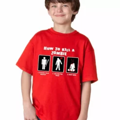 Bewild Kids How To Kill A Zombie T-Shirt Cool Funny & Offensive
