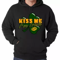 Bewild St.Patricks Day Kiss Me I'm Irish Shamrock Adult Hoodie