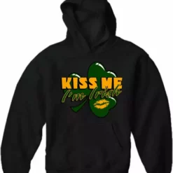 Bewild St.Patricks Day Kiss Me I'm Irish Shamrock Adult Hoodie