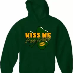 Bewild St.Patricks Day Kiss Me I'm Irish Shamrock Adult Hoodie