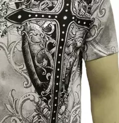 Bewild Konflic Gothic Black Cross Men's T-Shirt (White) 13 Bewild Konflic Gothic Black Cross Men's T-Shirt (White)