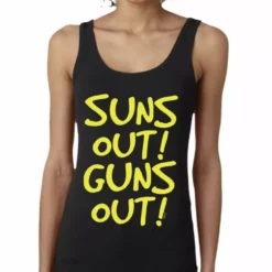 Bewild LADIES Yellow Print Sun's Out Guns Out Tank Top (Black)