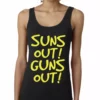 Bewild LADIES Yellow Print Sun's Out Guns Out Tank Top (Black)