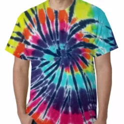 Bewild Tie Dye Tops Lava Lamp Spiral Tie Dye Mens T-shirt