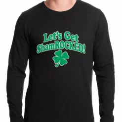 Bewild Let's Get ShamROCKED Funny Irish Thermal Shirt St.Patricks Day
