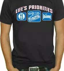 Bewild Sport Inspiration Lifes Priorities Racing T-Shirt