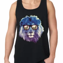 Bewild Lion Wearing Sunglasses Looking At A Zebra Tank Top