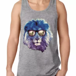 Bewild Lion Wearing Sunglasses Looking At A Zebra Tank Top