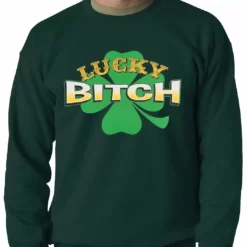 Bewild St.Patricks Day Lucky B*tch Irish Shamrock Crewneck
