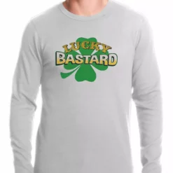 Bewild St.Patricks Day Lucky Bastard Irish Shamrock Thermal Shirt
