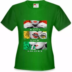 Bewild Marijuana Girl Roll Lick Smoke Girl's T-Shirt Cool Funny & Offensive