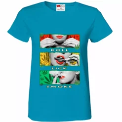 Bewild Marijuana Girl Roll Lick Smoke Girl's T-Shirt Cool Funny & Offensive