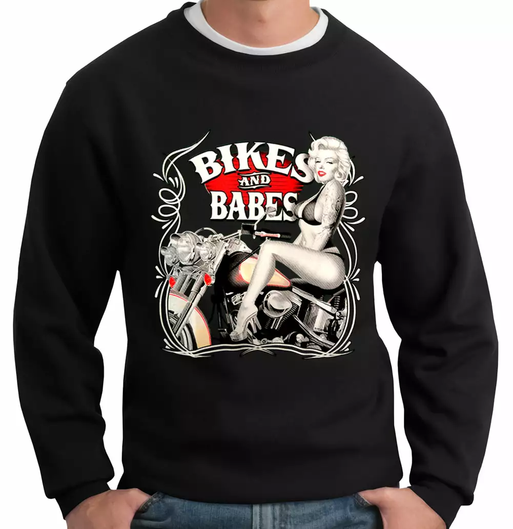 Bewild Biker Style Marilyn Monroe Bikes And Babes Crewneck Sweatshirt 4 Bewild Biker Style Marilyn Monroe Bikes And Babes Crewneck Sweatshirt