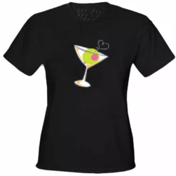 Bewild Cool Funny & Offensive Martini Glass Girls T-Shirt