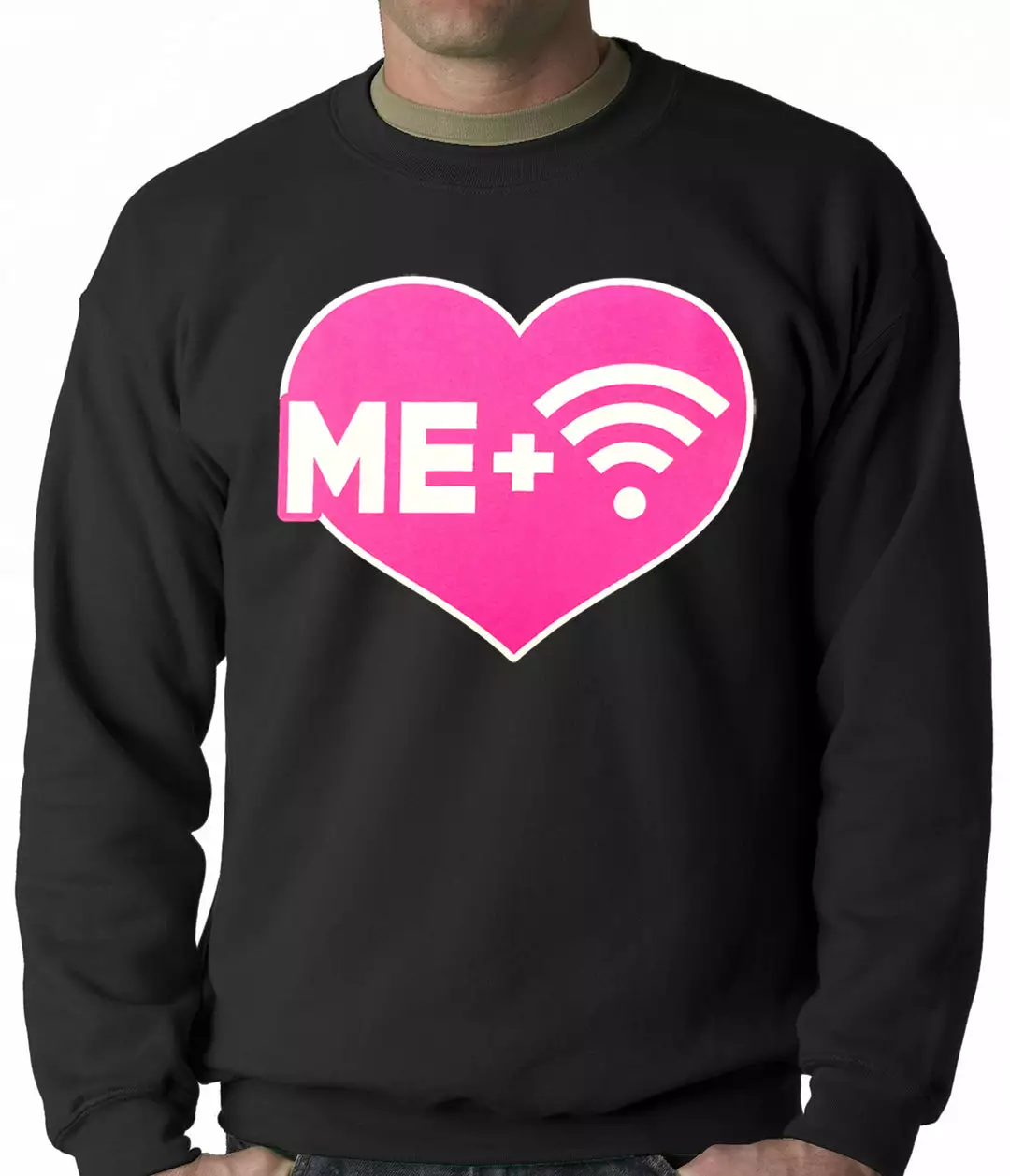Bewild Me + Wifi = <3 Adult Crewneck Cool Funny & Offensive 4 Bewild Me + Wifi = <3 Adult Crewneck Cool Funny & Offensive
