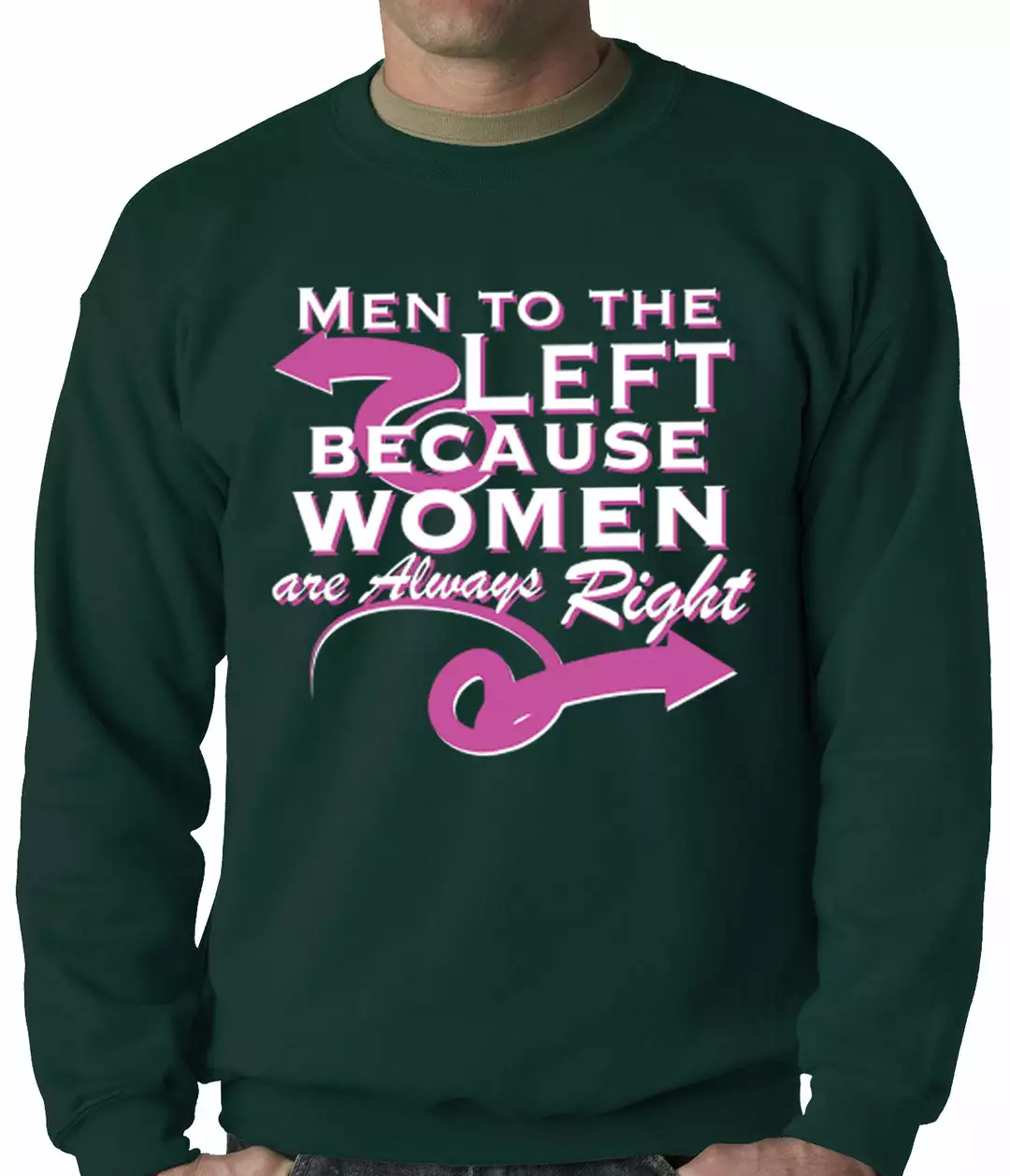 Bewild Cool Funny & Offensive Men To The Left, Because Women Are Always Right Adult Crewneck 5 Bewild Cool Funny & Offensive Men To The Left, Because Women Are Always Right Adult Crewneck