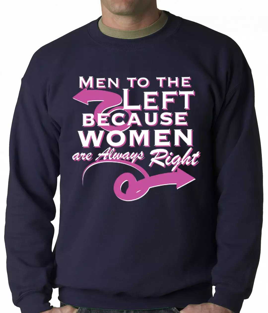 Bewild Cool Funny & Offensive Men To The Left, Because Women Are Always Right Adult Crewneck 8 Bewild Cool Funny & Offensive Men To The Left, Because Women Are Always Right Adult Crewneck