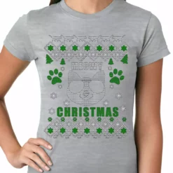 Bewild Meowy Christmas - “Cool Cat With Glasses” Ugly Christmas Ladies T-shirt