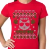 Bewild Meowy Christmas - “Cool Cat With Glasses” Ugly Christmas Ladies T-shirt