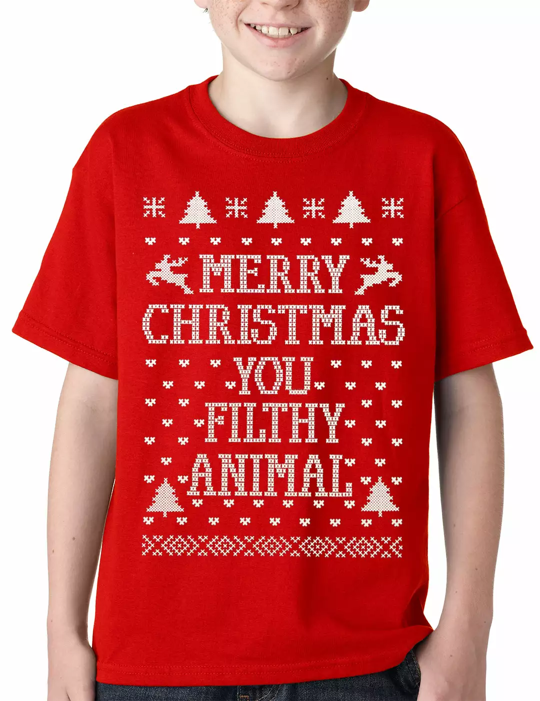 Bewild Holiday Prints Merry Christmas You Filthy Animal Kids T-Shirt 4 Bewild Holiday Prints Merry Christmas You Filthy Animal Kids T-Shirt