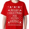 Bewild Holiday Prints Merry Christmas You Filthy Animal Kids T-Shirt